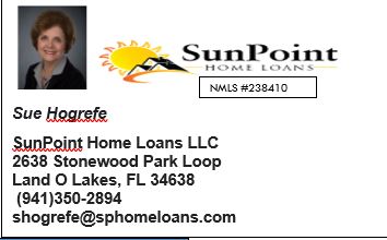 SunPoint Home Loans business card, 941-350-2894